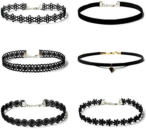 Maxforever 6 PCS Necklaces Black Velvet Choker Set Classic Gothic Tattoo Lace Chokers