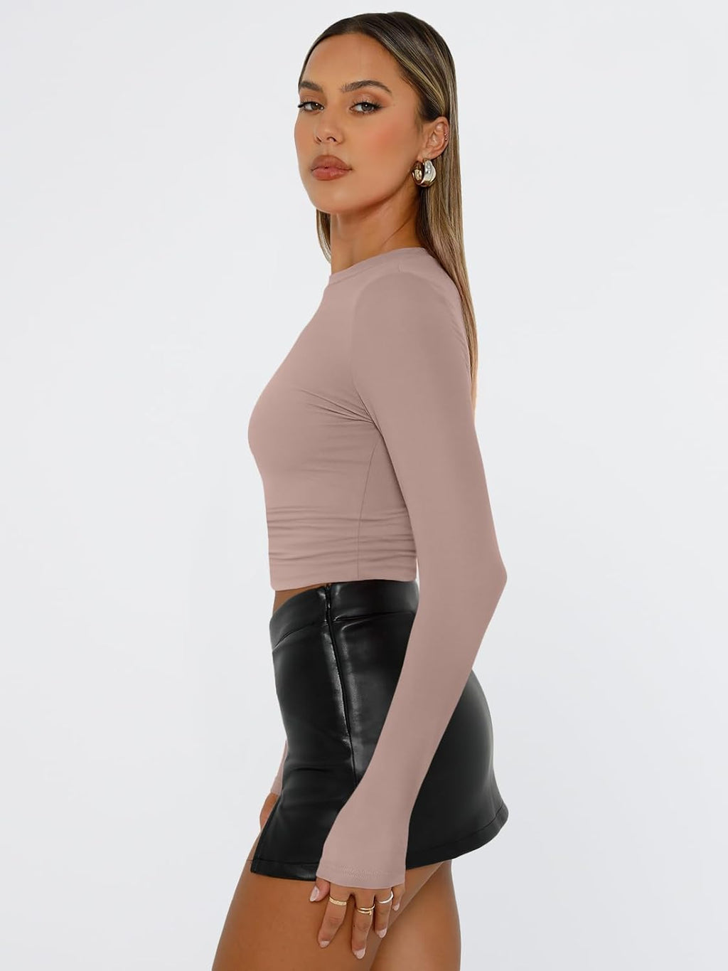 Trendy Queen Womens Long Sleeve T Shirts Fall Fashion 2025 Basic Crop Tops Going Out Outfits Y2k Clothes