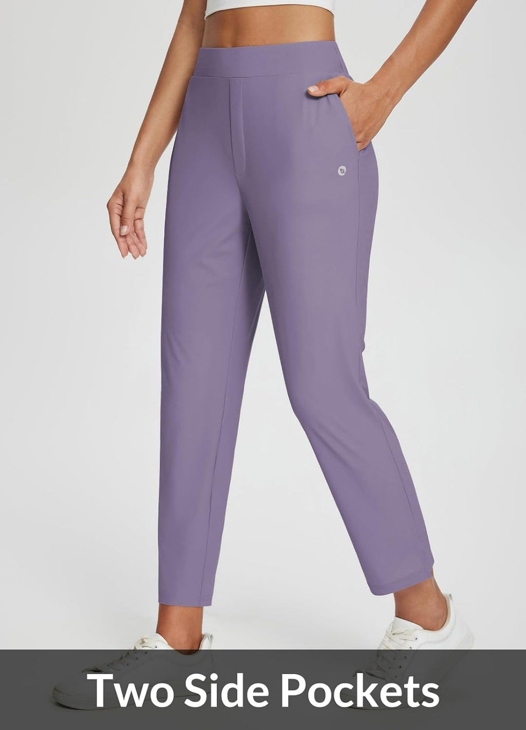 baleaf Womens Travel Pants Lightweight Stretch with Zipper Pockets Petite Ankle Dressy Golf Work Business Casual Slacks