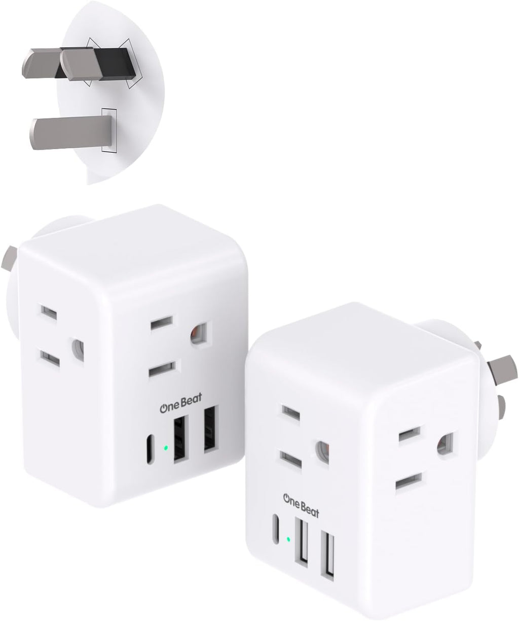 2 Pack European Travel Plug Adapter, International Power Plug Adapter with 3 Outlets 3 USB Charging Ports(1 USB C), Type C Plug Adapter Travel Essentials to Most Europe EU Spain Italy France Germany