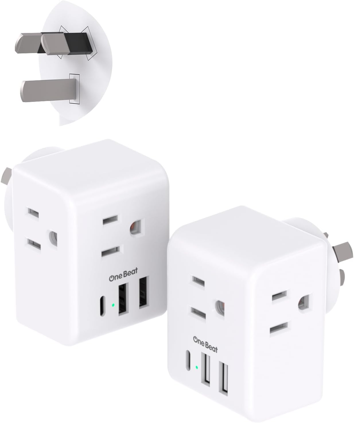 2 Pack European Travel Plug Adapter, International Power Plug Adapter with 3 Outlets 3 USB Charging Ports(1 USB C), Type C Plug Adapter Travel Essentials to Most Europe EU Spain Italy France Germany