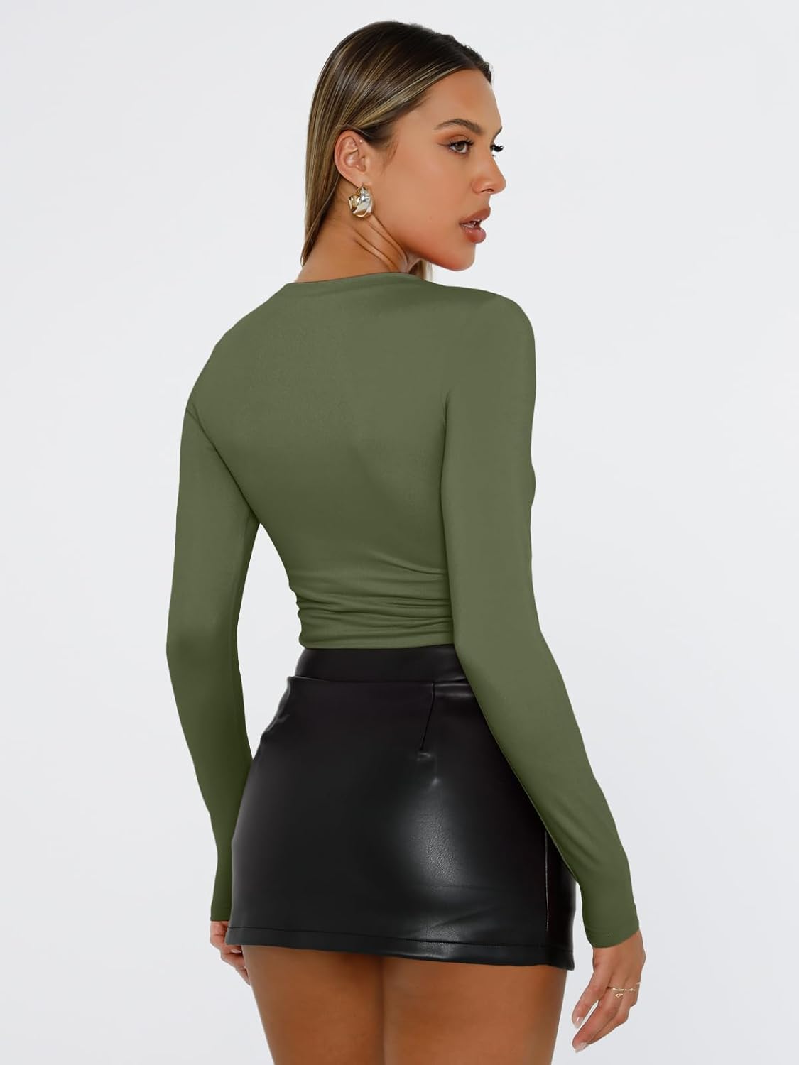 Trendy Queen Womens Long Sleeve T Shirts Fall Fashion 2025 Basic Crop Tops Going Out Outfits Y2k Clothes