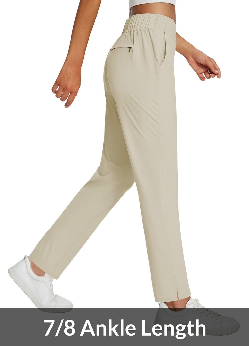 baleaf Womens Travel Pants Lightweight Stretch with Zipper Pockets Petite Ankle Dressy Golf Work Business Casual Slacks