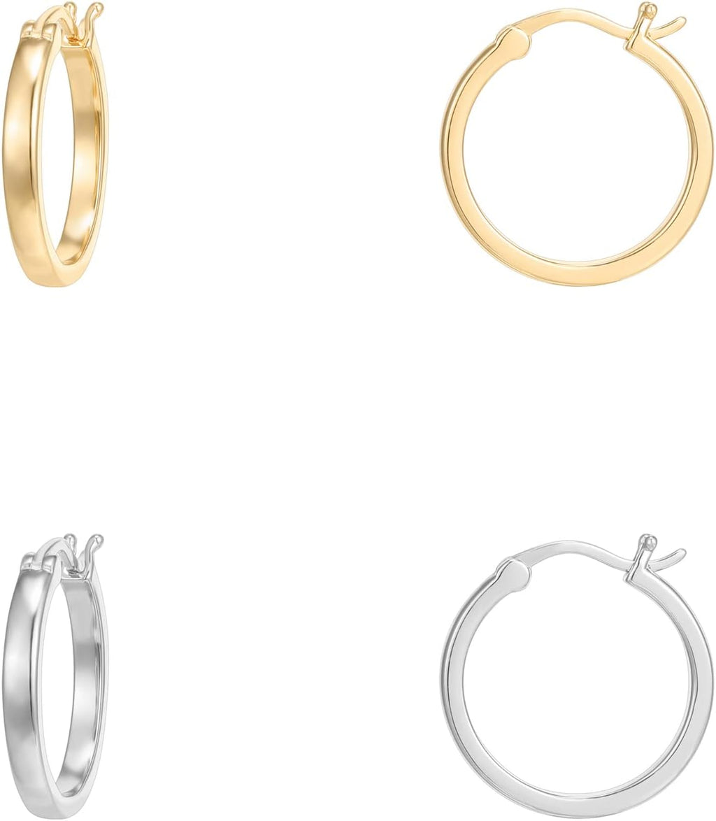 PAVOI 14K Gold Plated 925 Sterling Silver Post Lightweight Hoops | 20mm - 30mm Earring | Gold Hoop Earrings for Women