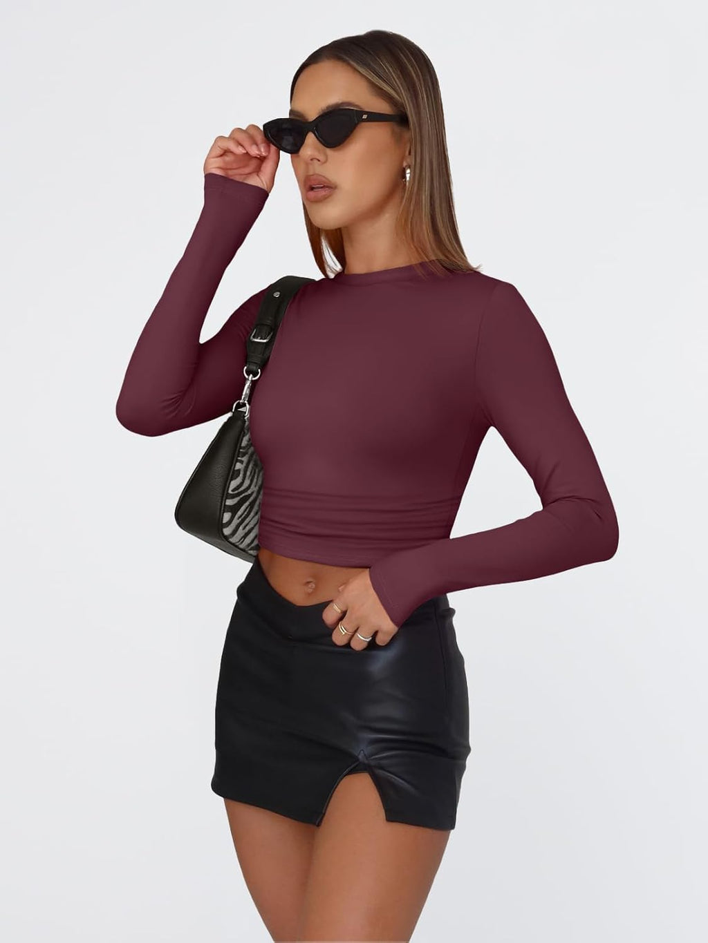 Trendy Queen Womens Long Sleeve T Shirts Fall Fashion 2025 Basic Crop Tops Going Out Outfits Y2k Clothes