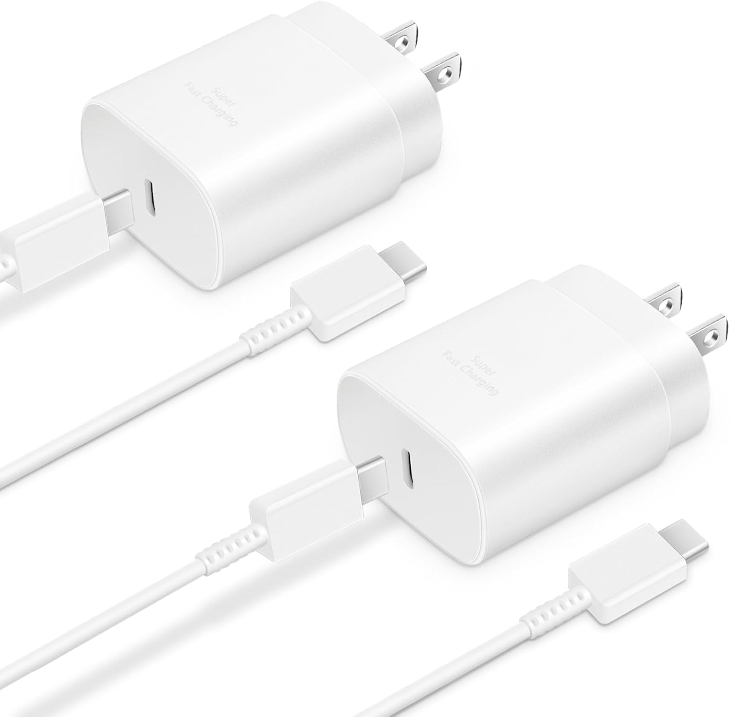 Type C Charger, 2-Pack 25W Type C Fast Charging Block with 6ft USB C Charger Cable Compatible with Galaxy S25 S24 S23 S22 S21+/Phone 16/16 Pro Max/15/15 Pro Max/15 Plus-Black