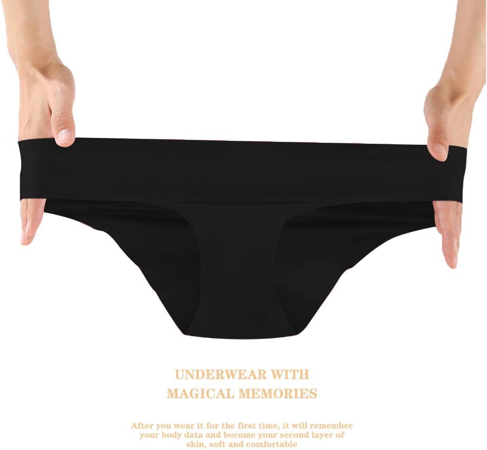 FINETOO 6 Pack Women’s Seamless Hipster Underwear No Show Panties Invisibles Briefs Soft Stretch Bikini Underwears XS-XL