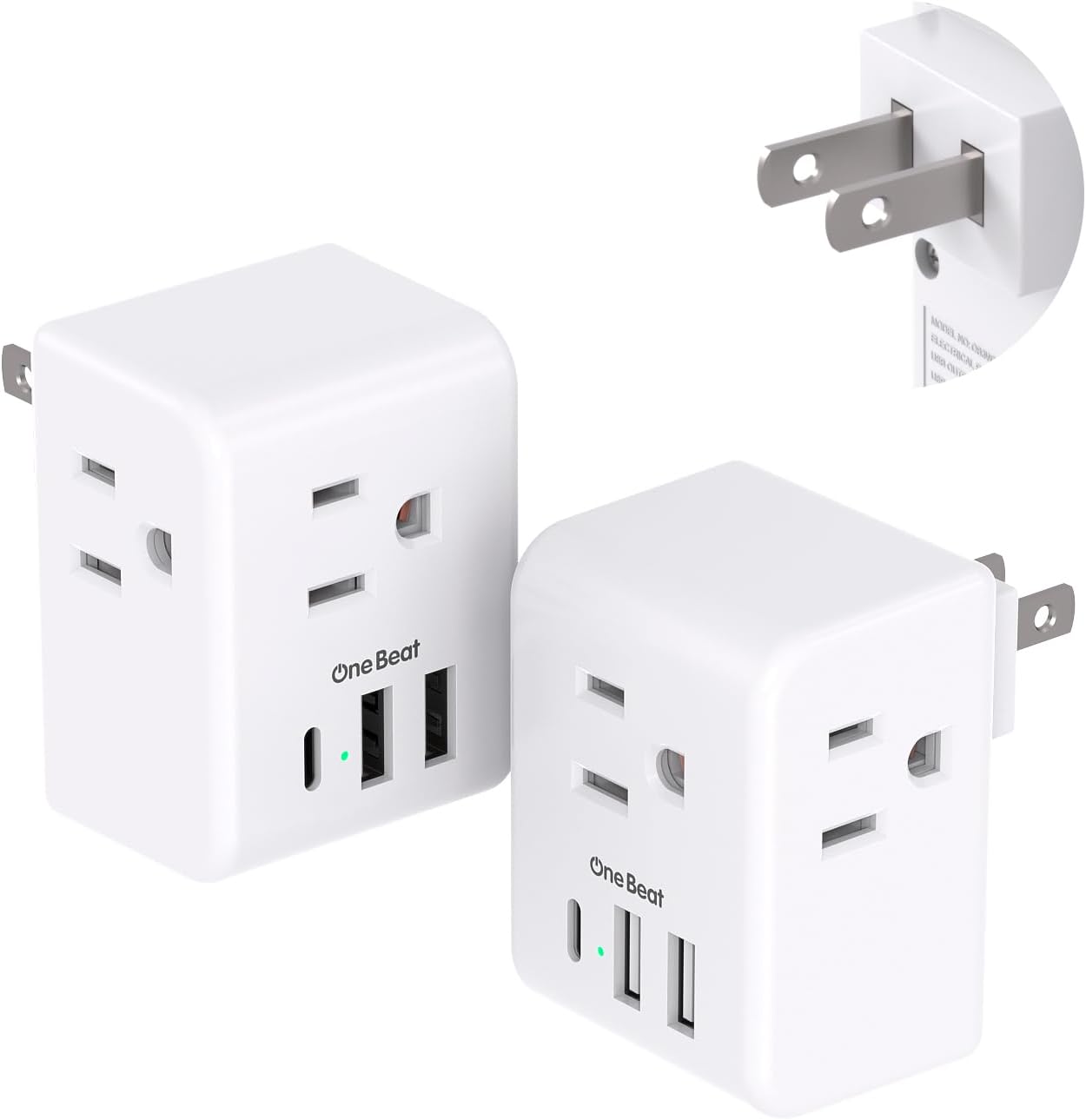 2 Pack European Travel Plug Adapter, International Power Plug Adapter with 3 Outlets 3 USB Charging Ports(1 USB C), Type C Plug Adapter Travel Essentials to Most Europe EU Spain Italy France Germany