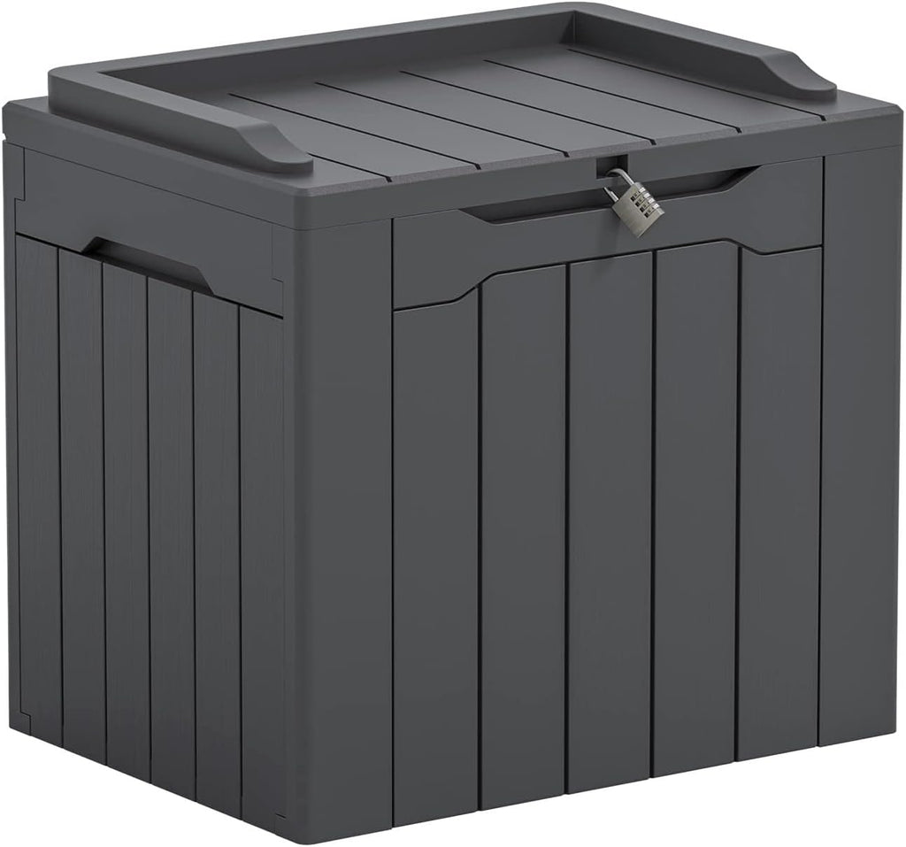 Greesum 31 Gallon Resin Deck Box Large Outdoor Storage for Patio Furniture, Garden Tools, Pool Supplies, Weatherproof and UV Resistant, Lockable, Dark Black