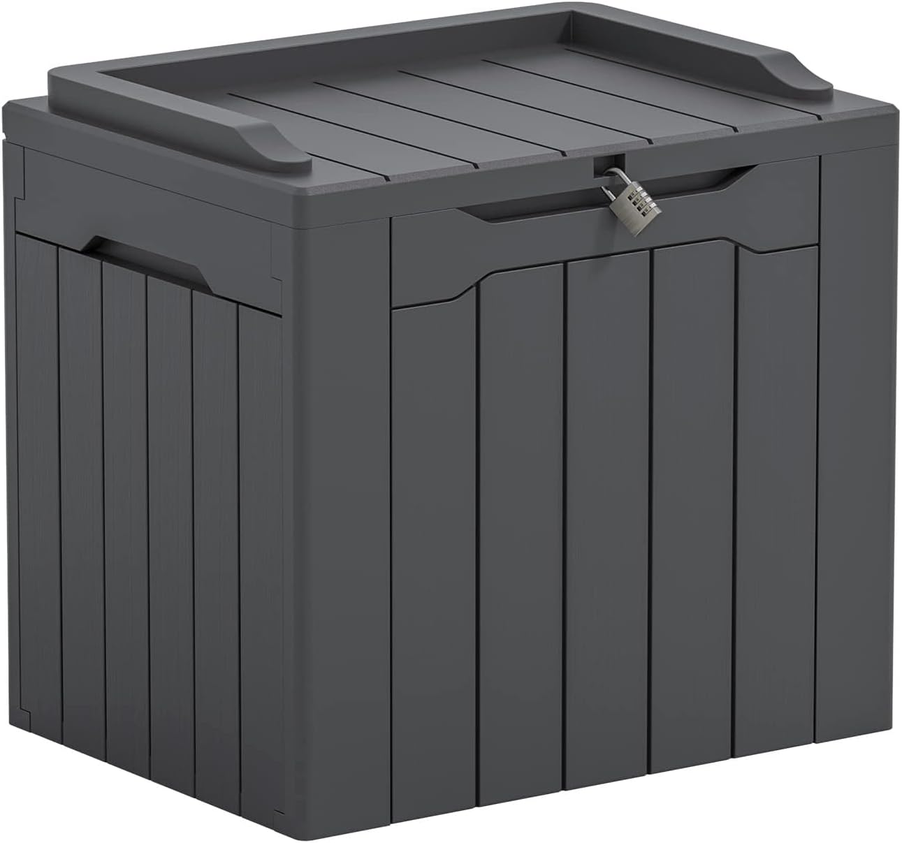 Greesum 31 Gallon Resin Deck Box Large Outdoor Storage for Patio Furniture, Garden Tools, Pool Supplies, Weatherproof and UV Resistant, Lockable, Dark Black