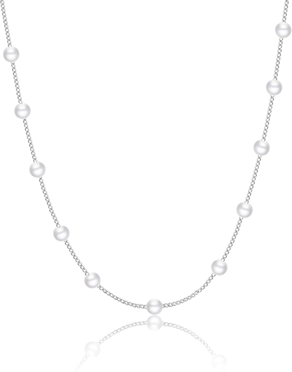 Dainty Pearl Pendant Necklaces for Women 14K Gold Plated Handmade Layered Pearl Chain Necklace Delicate Layered Pearl Necklace Everyday Jewelry Gift