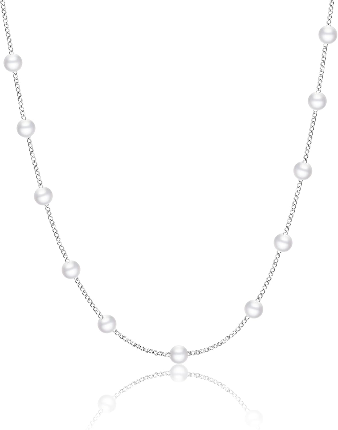 Dainty Pearl Pendant Necklaces for Women 14K Gold Plated Handmade Layered Pearl Chain Necklace Delicate Layered Pearl Necklace Everyday Jewelry Gift