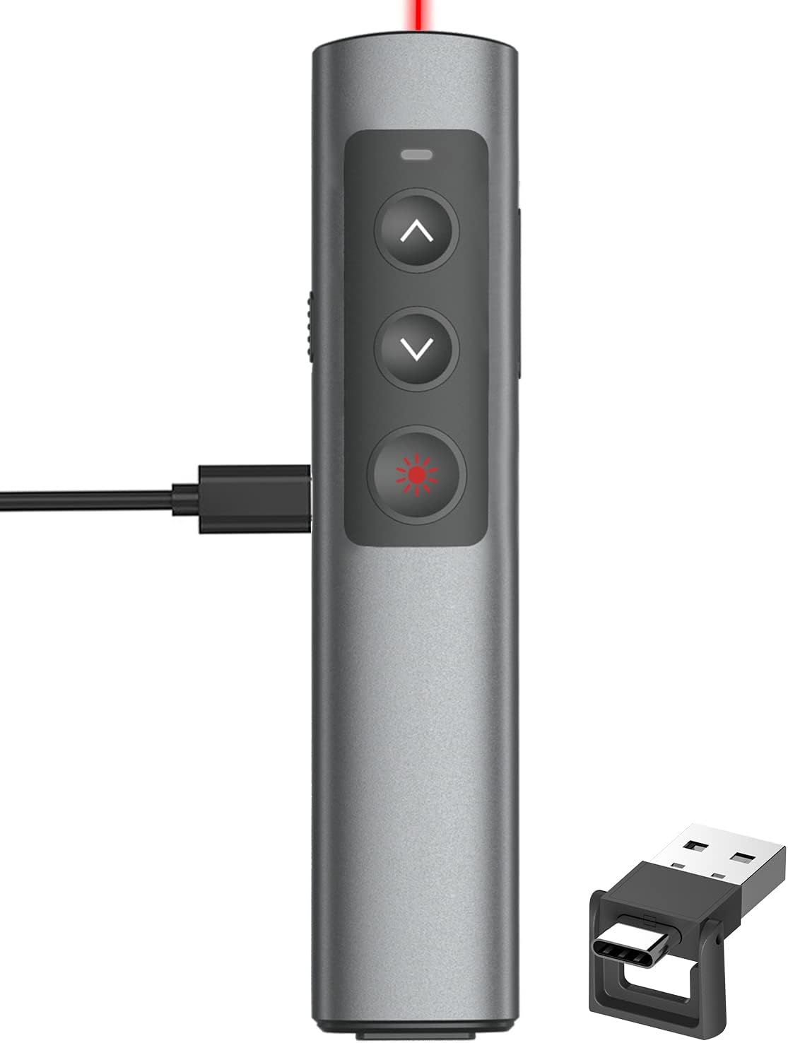 Wireless Presentation Clicker for PowerPoint Presentations, USB Dongle Presenter Remote with Laser Pointer Slide Clickers for Mac/Windows/Linux, Computer/Laptop, Google Slide/PPT/Keynote