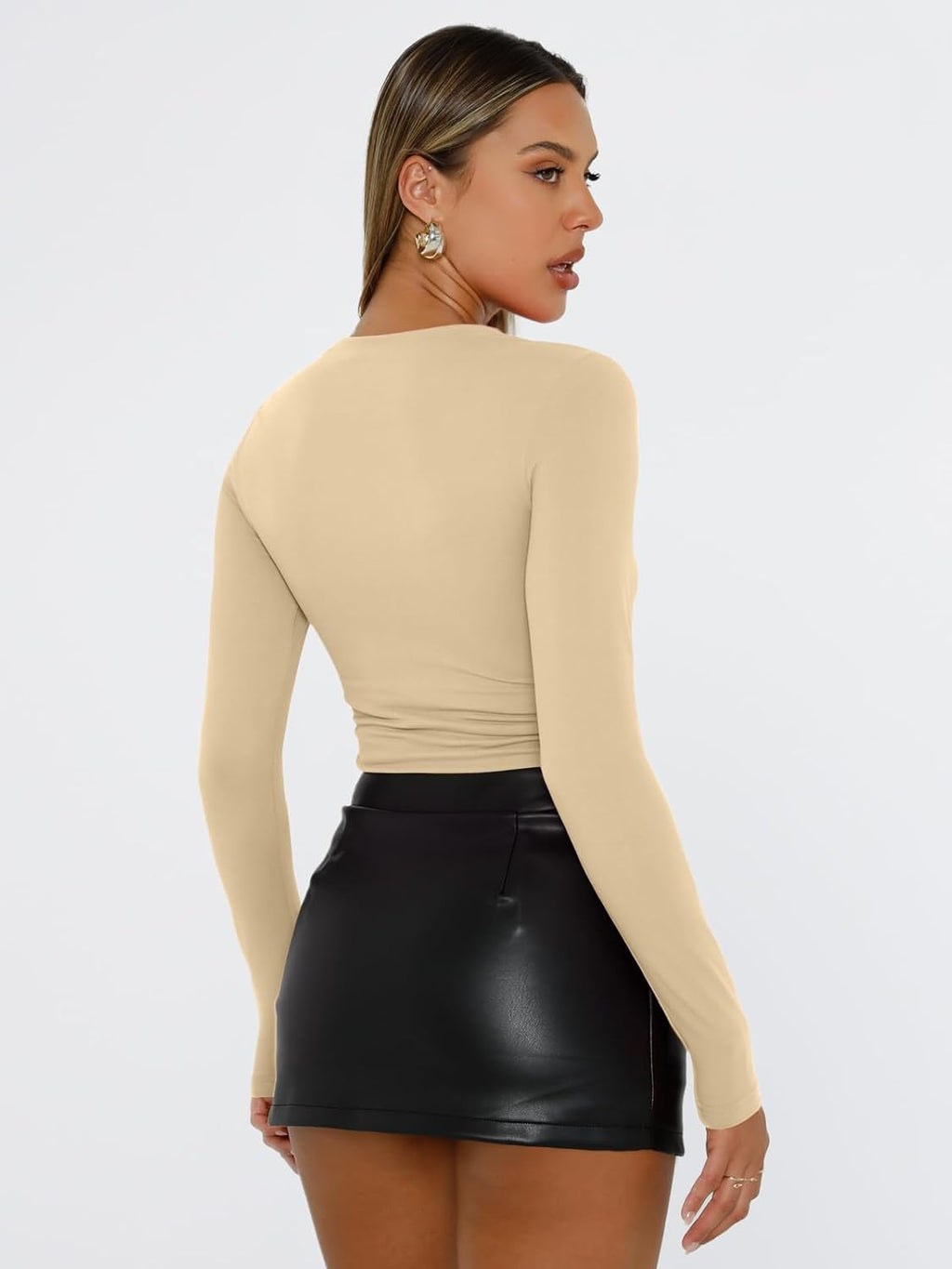 Trendy Queen Womens Long Sleeve T Shirts Fall Fashion 2025 Basic Crop Tops Going Out Outfits Y2k Clothes