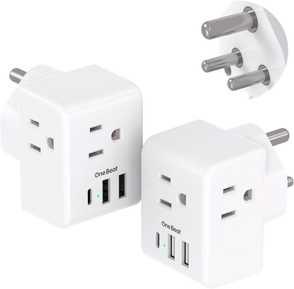2 Pack European Travel Plug Adapter, International Power Plug Adapter with 3 Outlets 3 USB Charging Ports(1 USB C), Type C Plug Adapter Travel Essentials to Most Europe EU Spain Italy France Germany