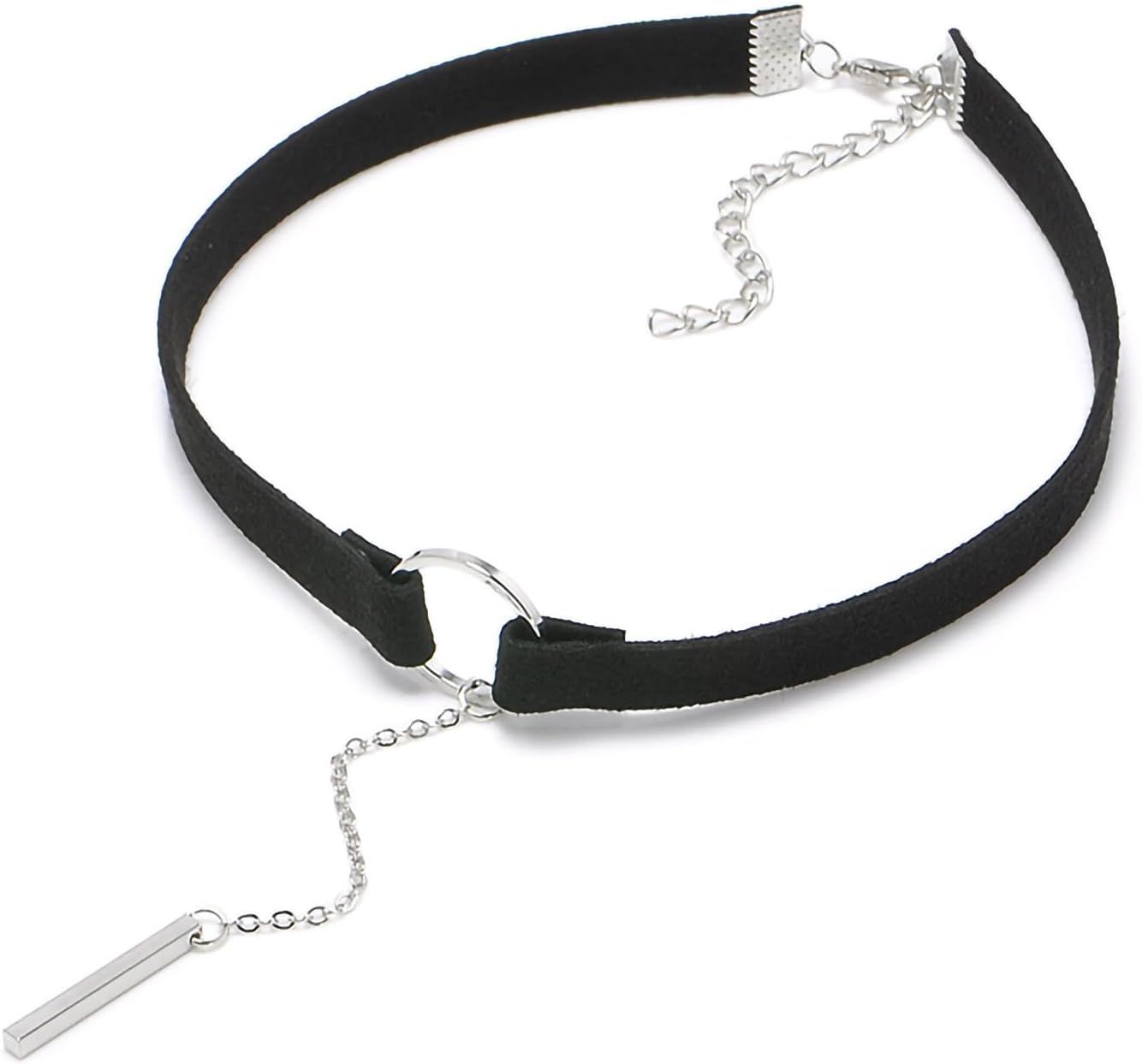 Fesciory Black Necklaces for Women, Adjustable Layered Velvet Leather Lace Collar Necklace, Goth Jewelry Gifts.