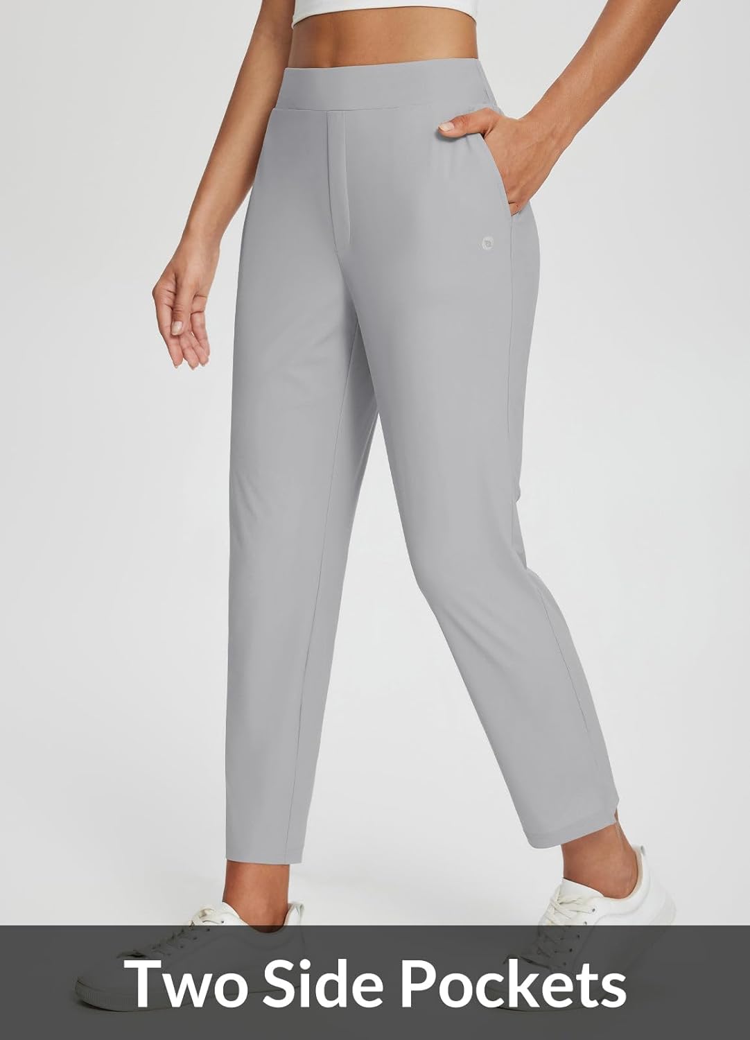 baleaf Womens Travel Pants Lightweight Stretch with Zipper Pockets Petite Ankle Dressy Golf Work Business Casual Slacks