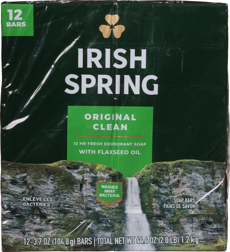 Irish Spring Bar Soap for Men, Original Clean, Smell Fresh and Clean for 12 Hours, Men Soap Bars for Washing Hands and Body, Mild for Skin, Recyclable Carton, 3.7 Ounce - 3 Count (Pack of 8)