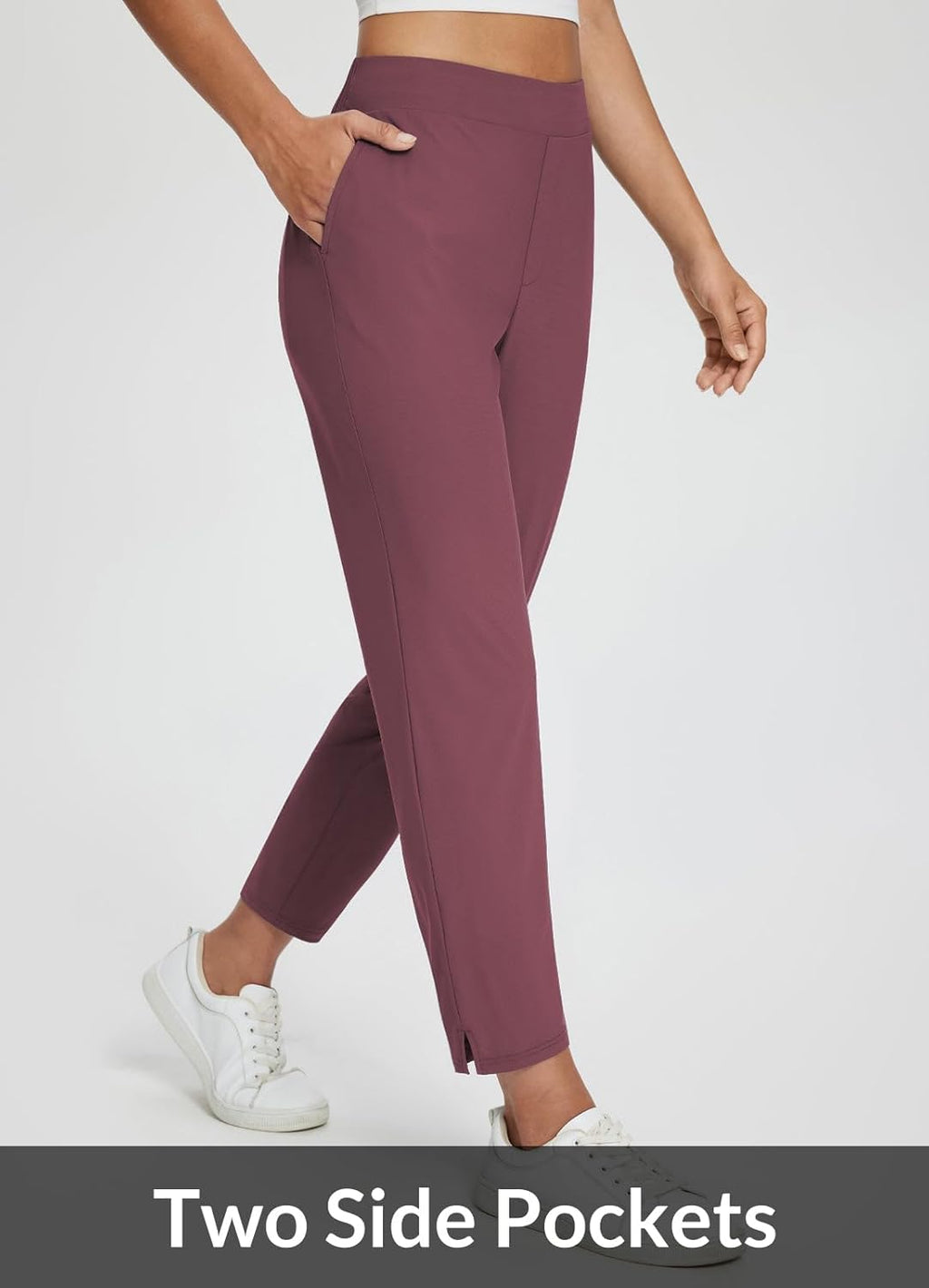 baleaf Womens Travel Pants Lightweight Stretch with Zipper Pockets Petite Ankle Dressy Golf Work Business Casual Slacks