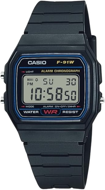 Casio F91W Series | Digital Watch | Water Resistant | LED Light | 1/100 SEC Stopwatch | Regular Time Keeping (HR, Min, SEC, PM, Date, Day) | Daily Alarm | Lightweight | 7 Year Battery