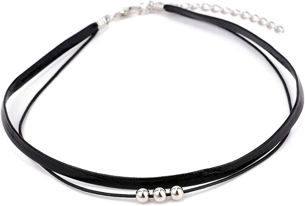 Fesciory Black Necklaces for Women, Adjustable Layered Velvet Leather Lace Collar Necklace, Goth Jewelry Gifts.