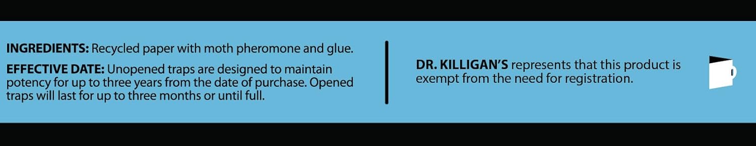 Dr. Killigan's Premium Double Potent Pantry Moth Traps with Pheromones Prime, Sticky Indian Meal Moth Traps for Kitchen, How to Get Rid of Moths in House (6 Pack, Black)