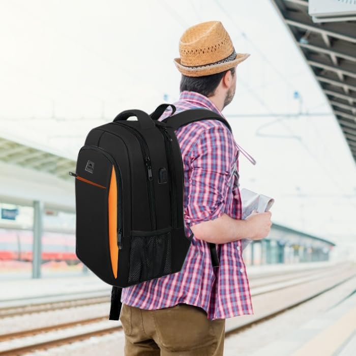 MATEIN Travel Laptop Backpack, Business Anti Theft Slim Sturdy Laptops Backpack with USB Charging Port, Water Resistant College School Computer Bag Gift for Men & Women Fits 15.6 Inch Notebook, Grey