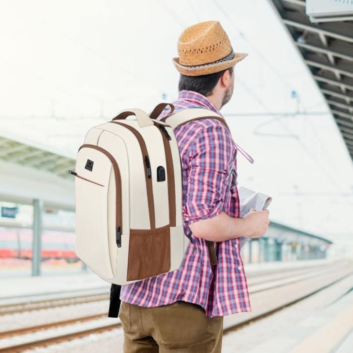 MATEIN Travel Laptop Backpack, Business Anti Theft Slim Sturdy Laptops Backpack with USB Charging Port, Water Resistant College School Computer Bag Gift for Men & Women Fits 15.6 Inch Notebook, Grey