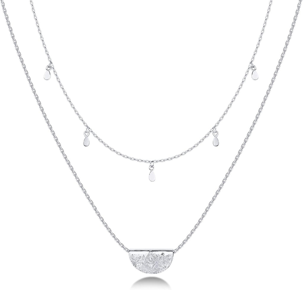 PAVOI 14K Gold Plated Layering Necklaces | Stylish Minimalist Design Pendant Necklaces | Bar, Circle, Lotus, Disc, Dog Tag, Horizontal Bar Pendants for Women