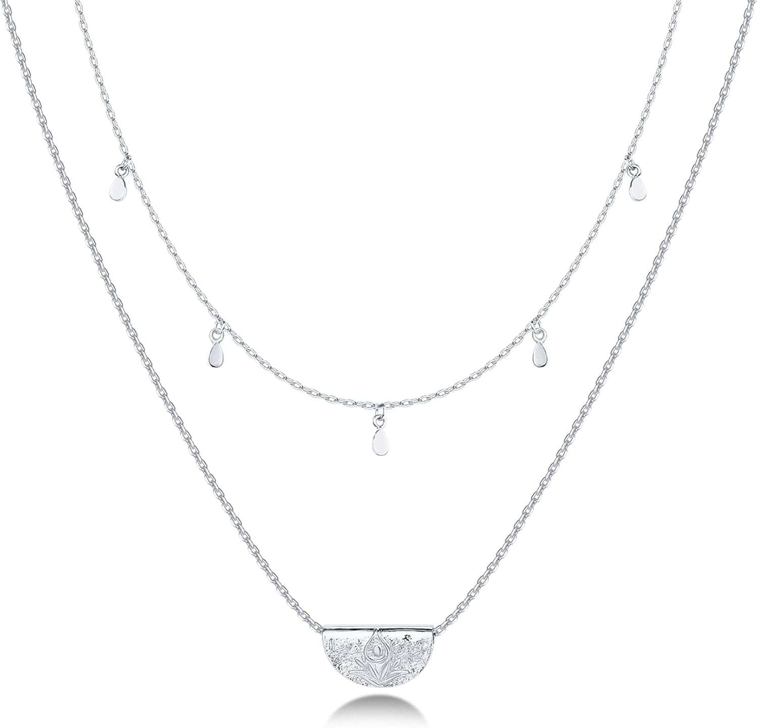 PAVOI 14K Gold Plated Layering Necklaces | Stylish Minimalist Design Pendant Necklaces | Bar, Circle, Lotus, Disc, Dog Tag, Horizontal Bar Pendants for Women