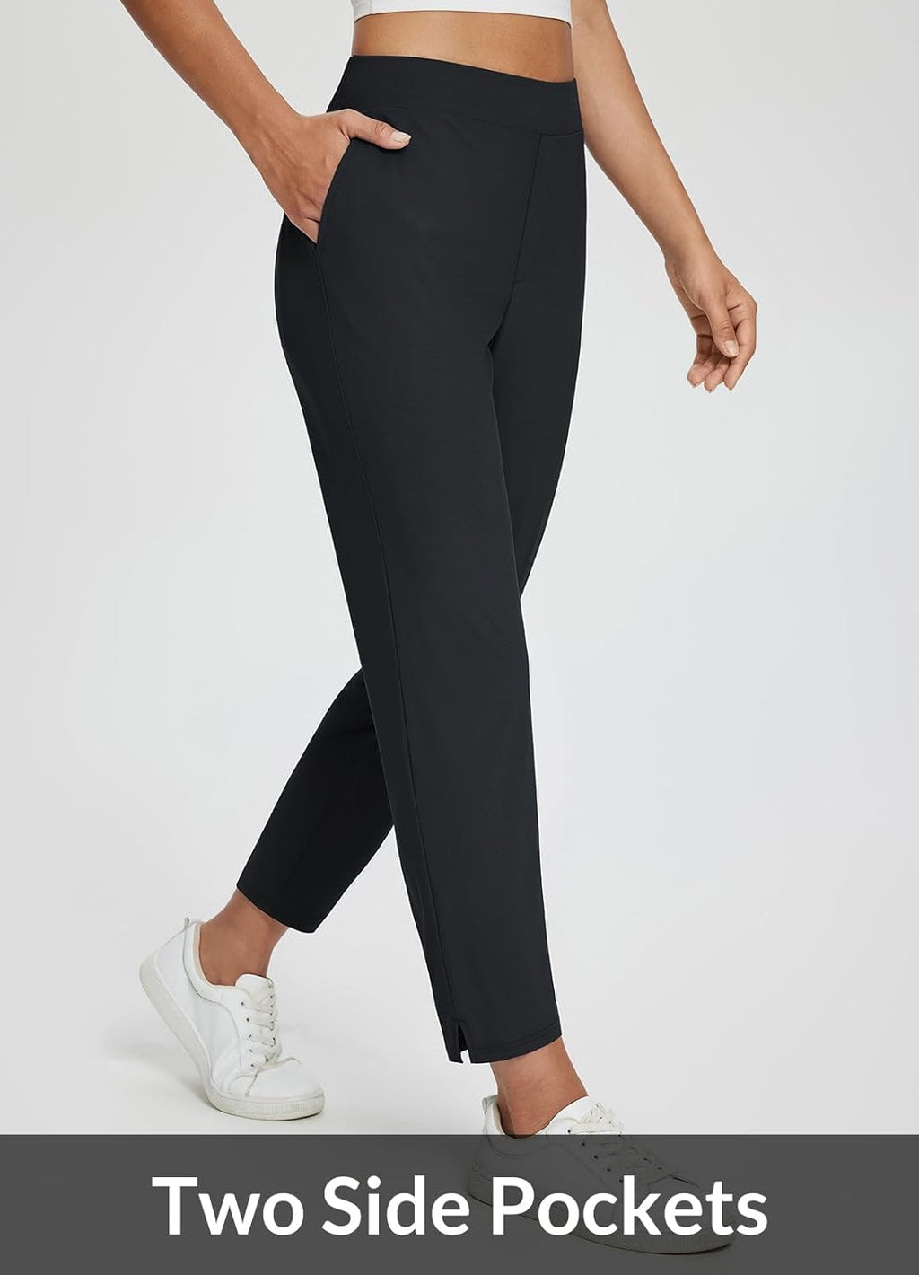 baleaf Womens Travel Pants Lightweight Stretch with Zipper Pockets Petite Ankle Dressy Golf Work Business Casual Slacks