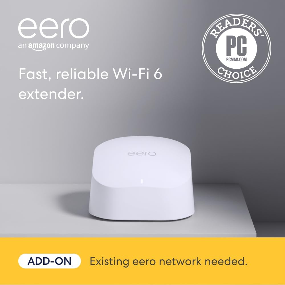 eero 6 mesh wifi extender - Add up to 1,500 sq. ft. of Wi-Fi 6 coverage to your existing eero mesh wifi network