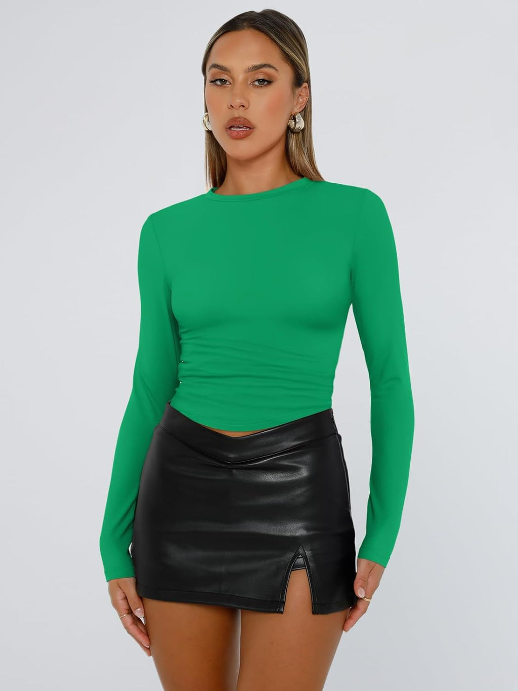 Trendy Queen Womens Long Sleeve T Shirts Fall Fashion 2025 Basic Crop Tops Going Out Outfits Y2k Clothes