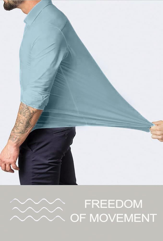 BEILU Stretch Mens Slim Fit Dress Shirts Formal Long Sleeve Button Down Shirts