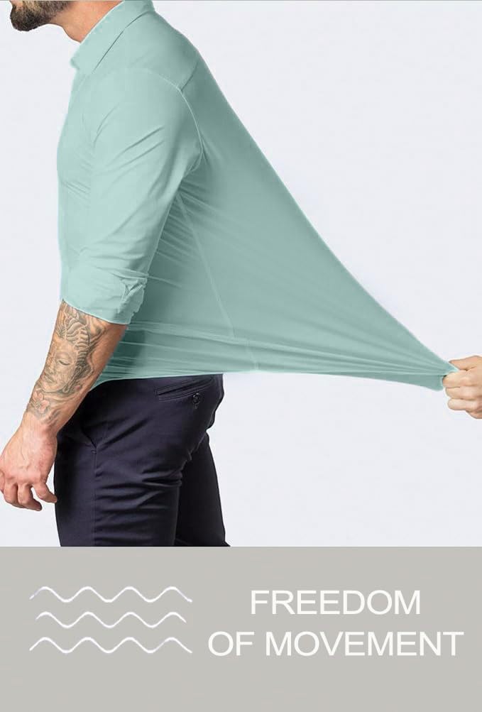 BEILU Stretch Mens Slim Fit Dress Shirts Formal Long Sleeve Button Down Shirts