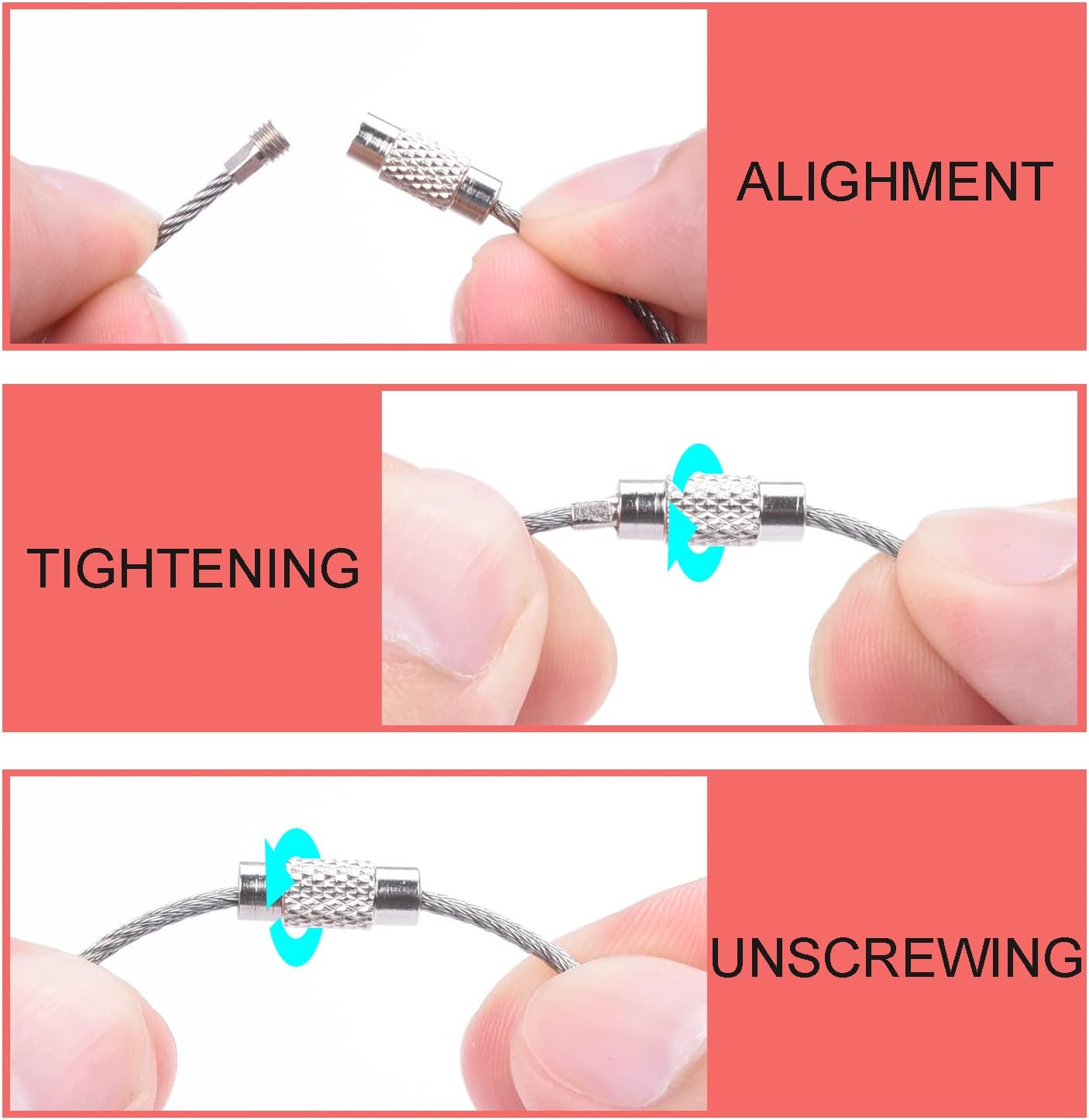 CooBigo 16 Pack Stainless Steel Loops 2mm Coated Wire Keychain Cable Large Keyrings 6 inch Key Chain for Luggage Tags, Key Tags, Keyrings, Kitchen utensils, Duster-Assorted Colors