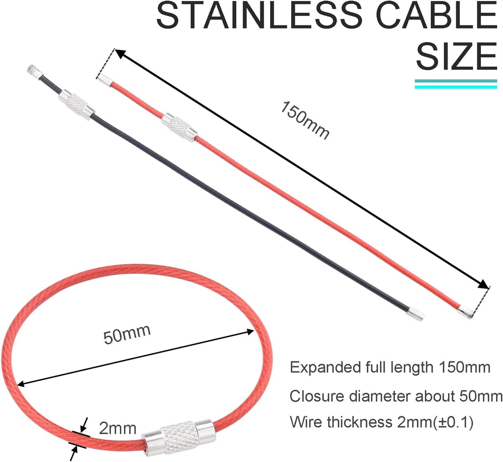 CooBigo 16 Pack Stainless Steel Loops 2mm Coated Wire Keychain Cable Large Keyrings 6 inch Key Chain for Luggage Tags, Key Tags, Keyrings, Kitchen utensils, Duster-Assorted Colors