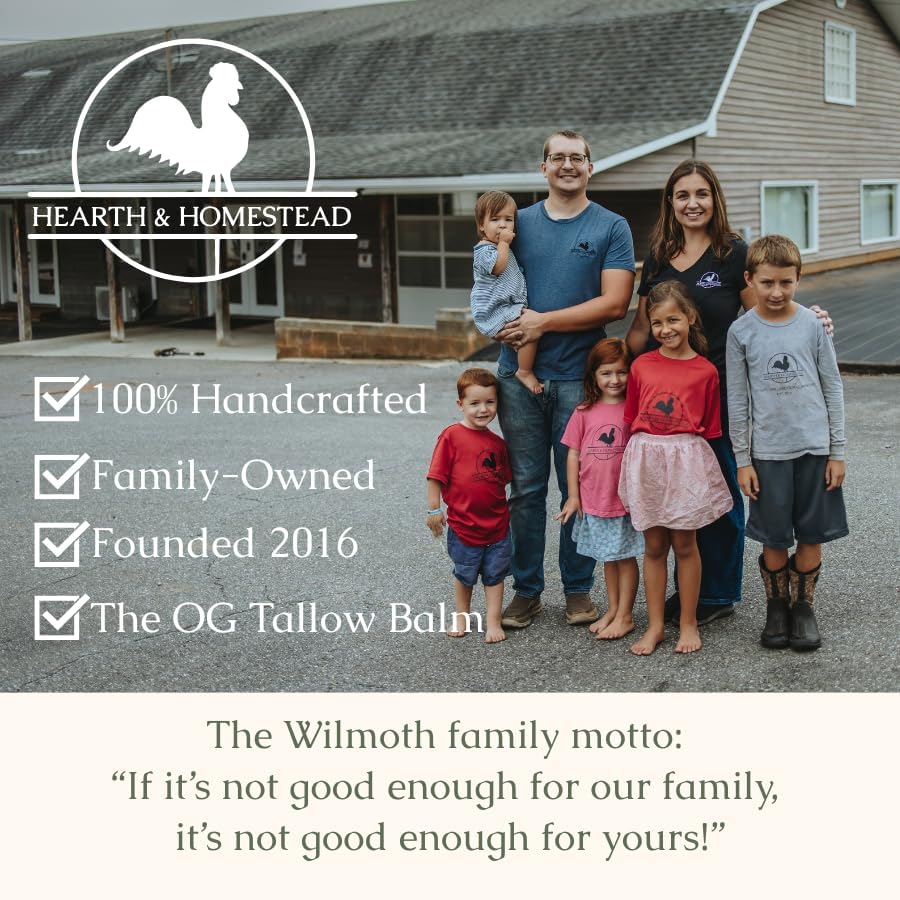 Hearth and Homestead: Handmade Whipped Tallow Balm (Unscented/Herb-Infused) - Organic Body Butter with Infused Olive Oil, for Eczema, Rosacea, Baby - 1.3 oz