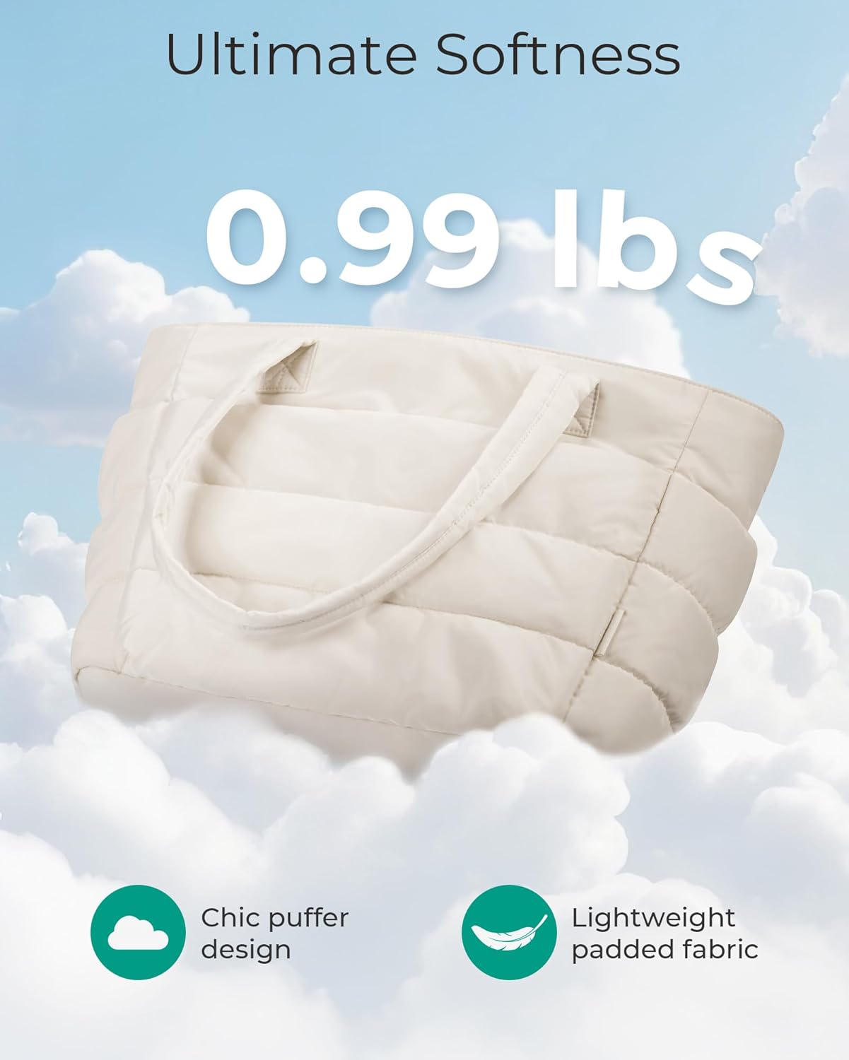 BAGSMART Tote Bag for Women, Lightweight Puffy Tote Bag with Compartments Shoulder Bag Handbag for Travel, Work, Gym