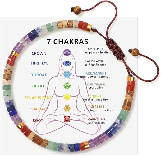 JoycuFF Chakra Bracelets for Women Crystals and Healing Stones Crystal Bracelet Healing Bracelet for Women Spiritual Bracelets for Woman Anxiety 7 Chakras Healing Crystals Meditation Relax Anxiety
