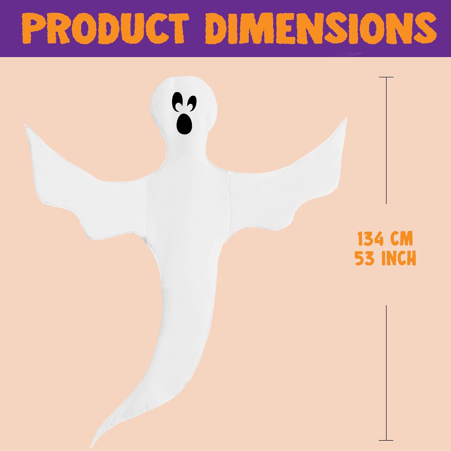 JOYIN 2 Pcs 53" Halloween Decoration Outdoor, Halloween Bendable Hanging Ghost for Lawn, Tree, Pilar Decorations, Tree Wrap Ghost Party Supplies