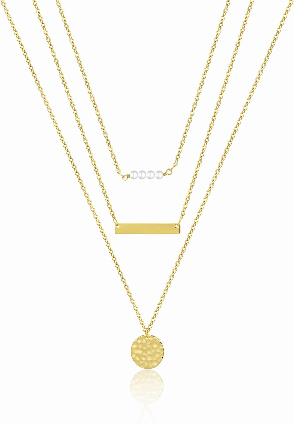 Dainty Pearl Pendant Necklaces for Women 14K Gold Plated Handmade Layered Pearl Chain Necklace Delicate Layered Pearl Necklace Everyday Jewelry Gift