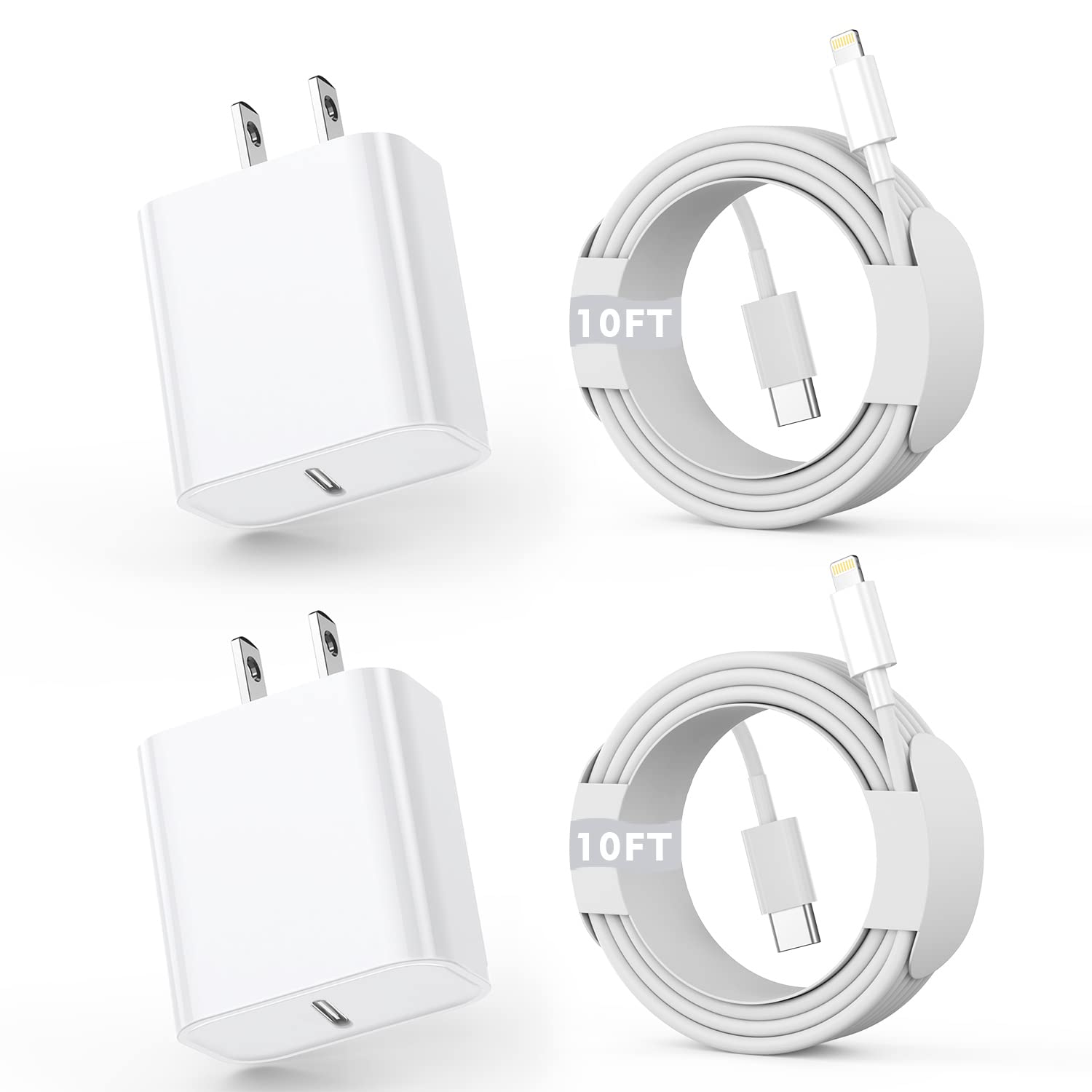 Fast iPhone Charger, iPhone Charger Fast Charging 2Pack Quick Chargers 6ft Long USB C to Lightning Cable Quick Charging Cord USB Charge Block Adapter for iPhone 14 Plus/14 ProMax/13 Mini 12/11/XS/iPad