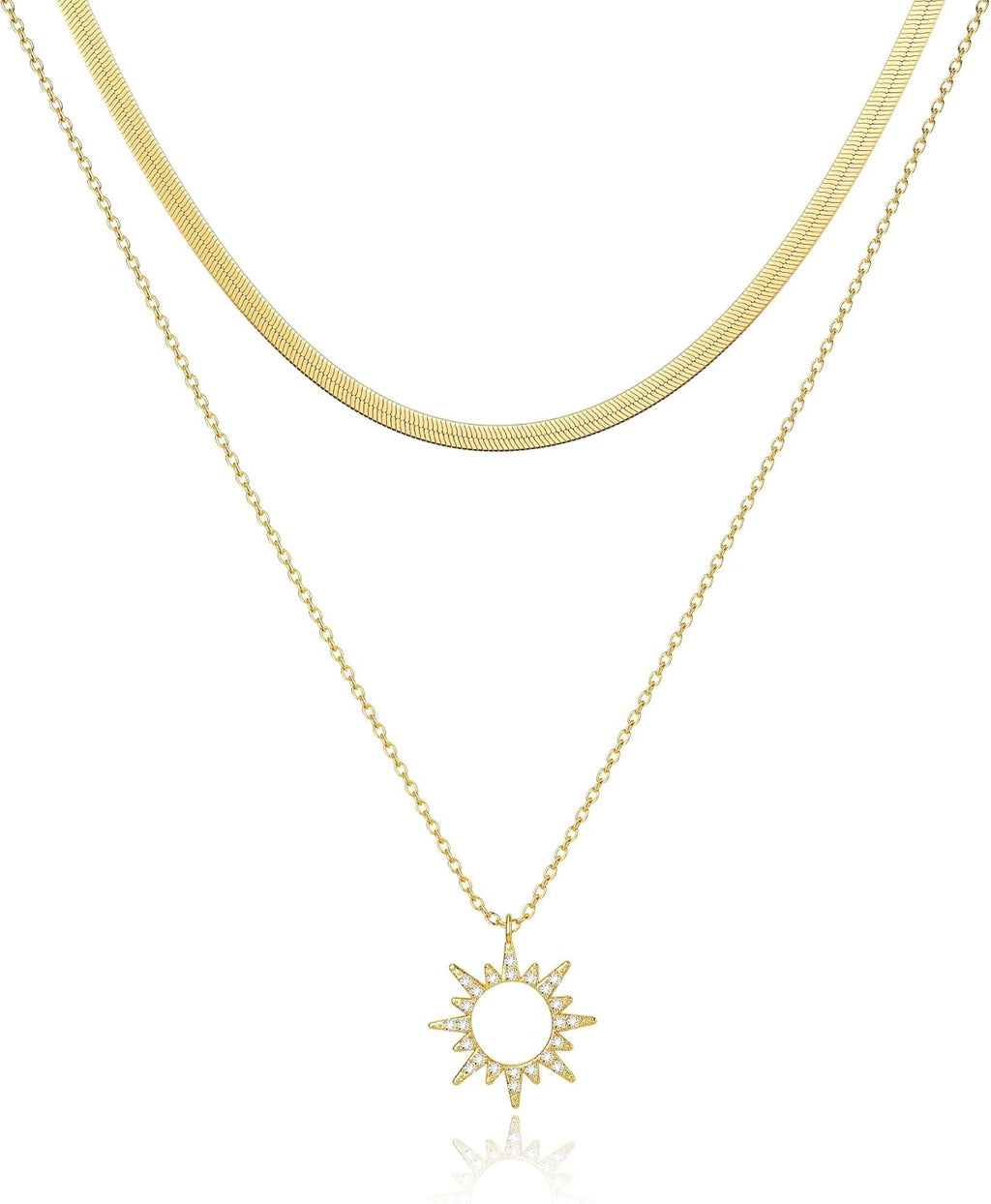 Moodear Gold Necklace for Women Dainty Chunky 14K Gold Plated/Sliver Plated Chain Necklace Cuban Link Paperclip Chain Choker Toggle Clasp Layered Necklace for Women Trendy Fashion Gift