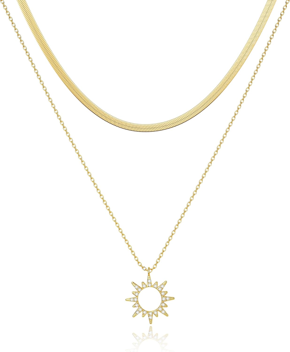 Moodear Gold Necklace for Women Dainty Chunky 14K Gold Plated/Sliver Plated Chain Necklace Cuban Link Paperclip Chain Choker Toggle Clasp Layered Necklace for Women Trendy Fashion Gift