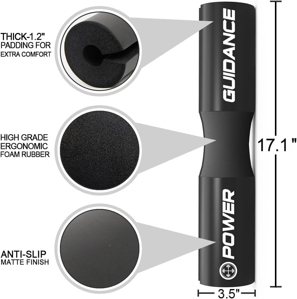 POWER GUIDANCE Barbell Squat Pad - Neck & Shoulder Protective Pad - Great for Squats, Lunges, Hip Thrusts, Weight Lifting & More - Fit Standard and Olympic Bars Perfectly