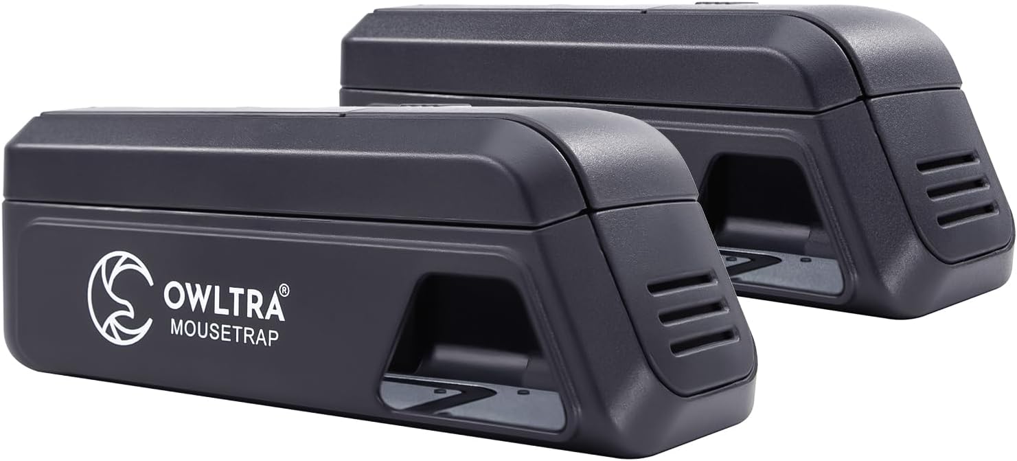 OWLTRA OW-2 Indoor Electric Mouse Trap 2 PCS, Instant Kill Rodent Zapper with Pet Safe Trigger, Black