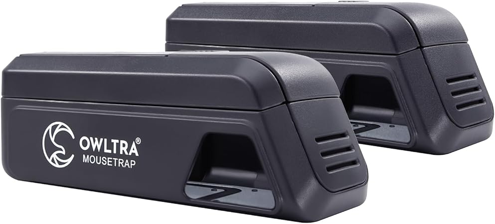 OWLTRA OW-2 Indoor Electric Mouse Trap 2 PCS, Instant Kill Rodent Zapper with Pet Safe Trigger, Black