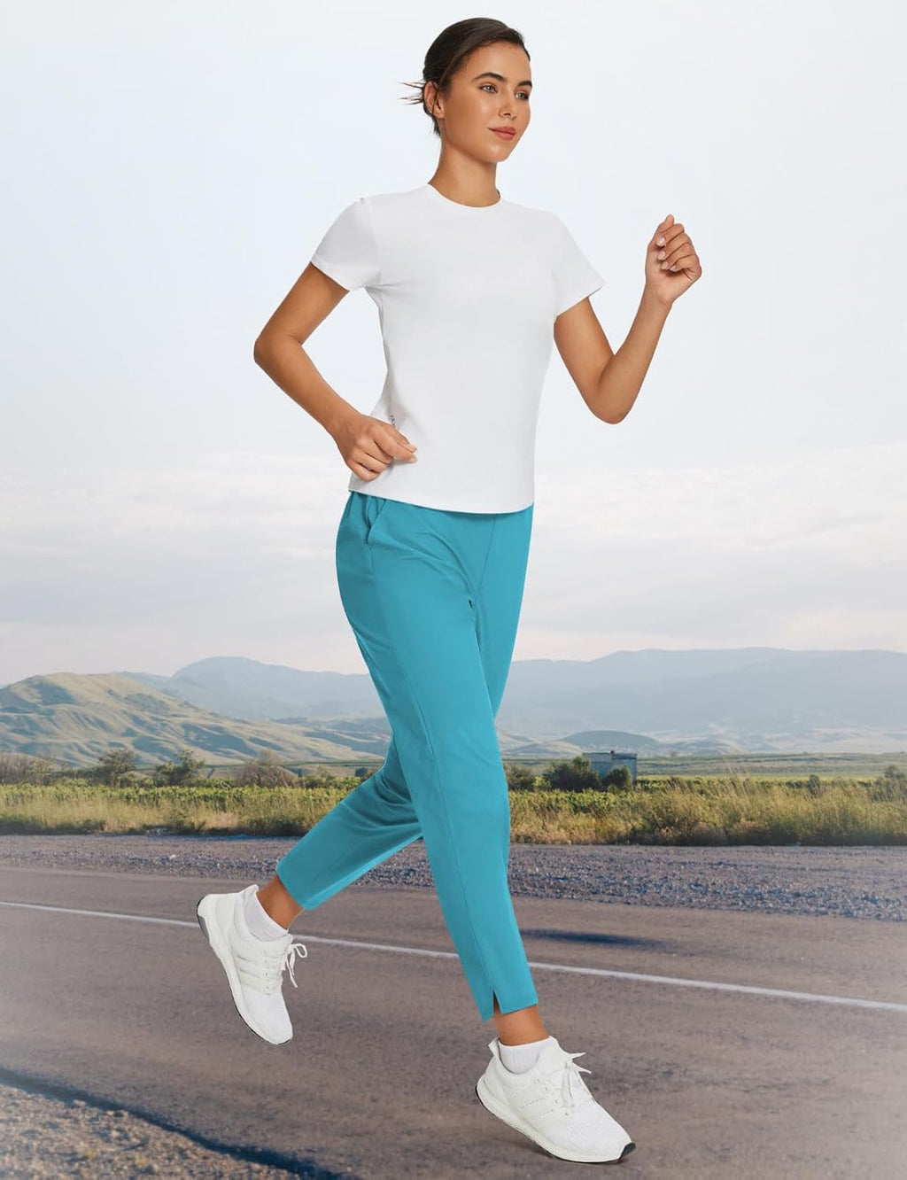 baleaf Womens Travel Pants Lightweight Stretch with Zipper Pockets Petite Ankle Dressy Golf Work Business Casual Slacks