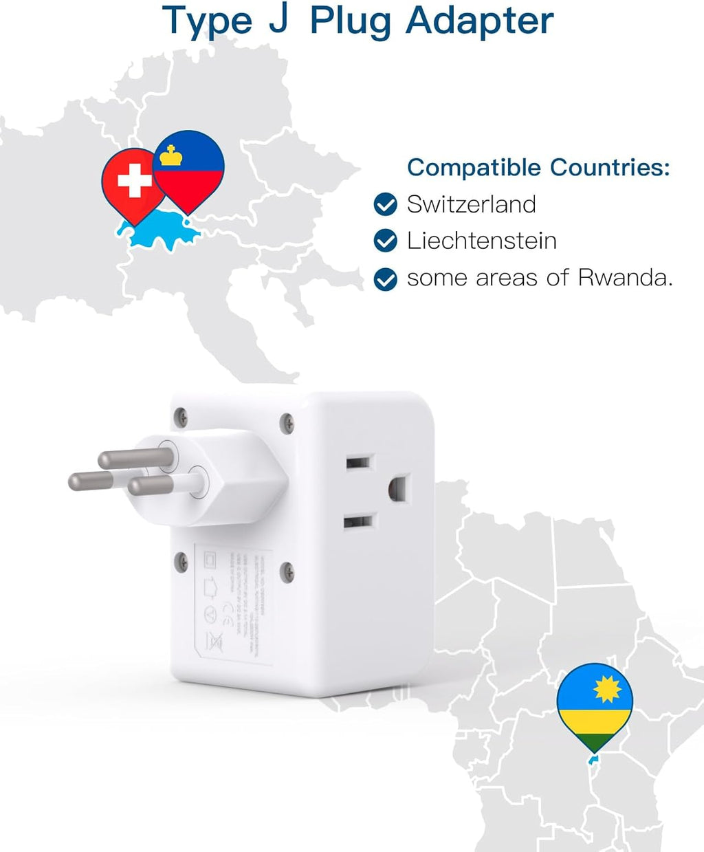 2 Pack European Travel Plug Adapter, International Power Plug Adapter with 3 Outlets 3 USB Charging Ports(1 USB C), Type C Plug Adapter Travel Essentials to Most Europe EU Spain Italy France Germany